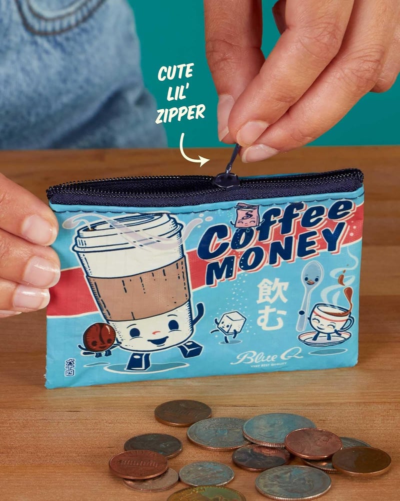 Blue Q Coin Purse – Cute Coin Pouch for Men and Women, Small Wallet Keychain Organizer, Zipper Bag for Coins, Gift Cards & Earbuds, Mini Card Holder, Compact Zip Wallet, 3"h x 4"w - Image 5